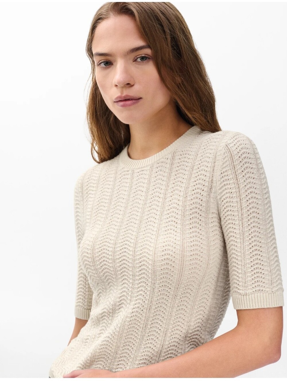 Rag And Bone Francesca Pointelle Short Sleeve Merino Wool Sweater Size Large